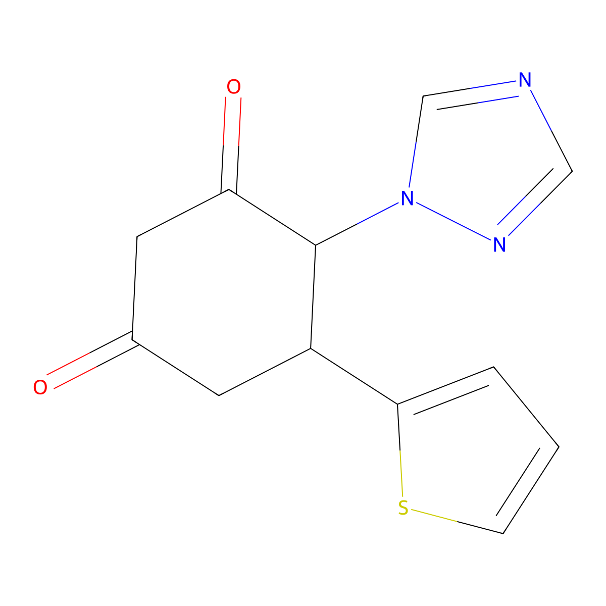 5-(2-thienyl)-4-(1H-1,2,4-triazol-1-yl)-1,3-cyclohexanedione molecular structure, CAS 439097-21-9