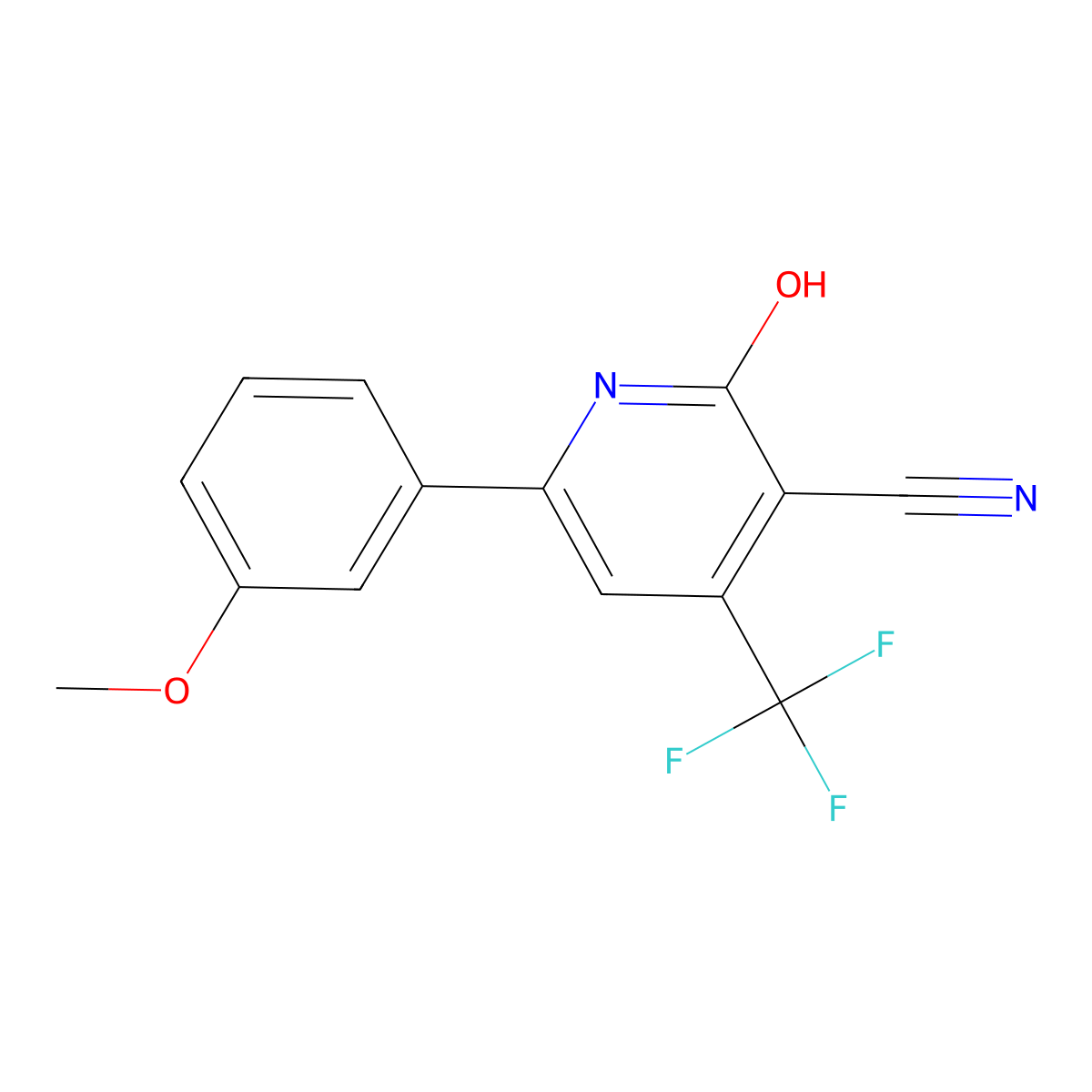 2-Hydroxy-6-(3-methoxyphenyl)-4-(trifluoromethyl)nicotinonitrile molecular structure, CAS 439097-24-2