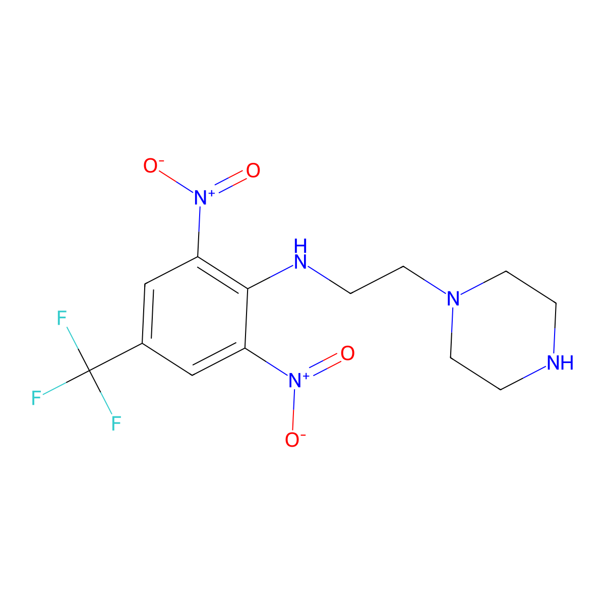 2,6-dinitro-N-(2-piperazinoethyl)-4-(trifluoromethyl)aniline molecular structure, CAS 439097-25-3