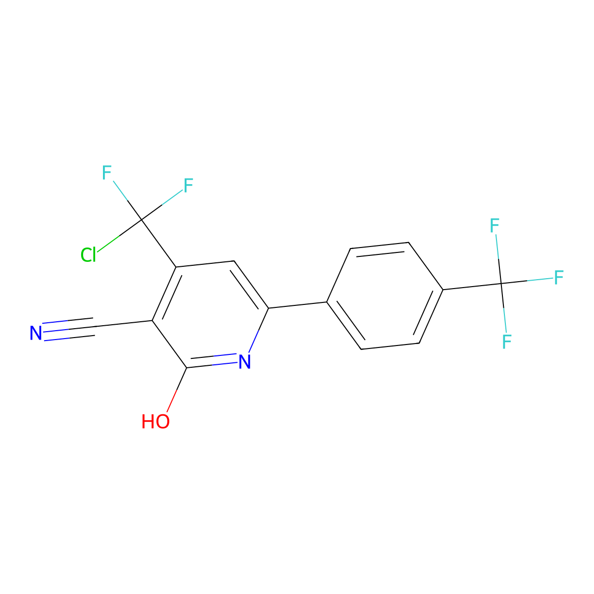 4-[Chloro(difluoro)methyl]-2-hydroxy-6-[4-(trifluoromethyl)phenyl]nicotinonitrile molecular structure, CAS 439097-28-6
