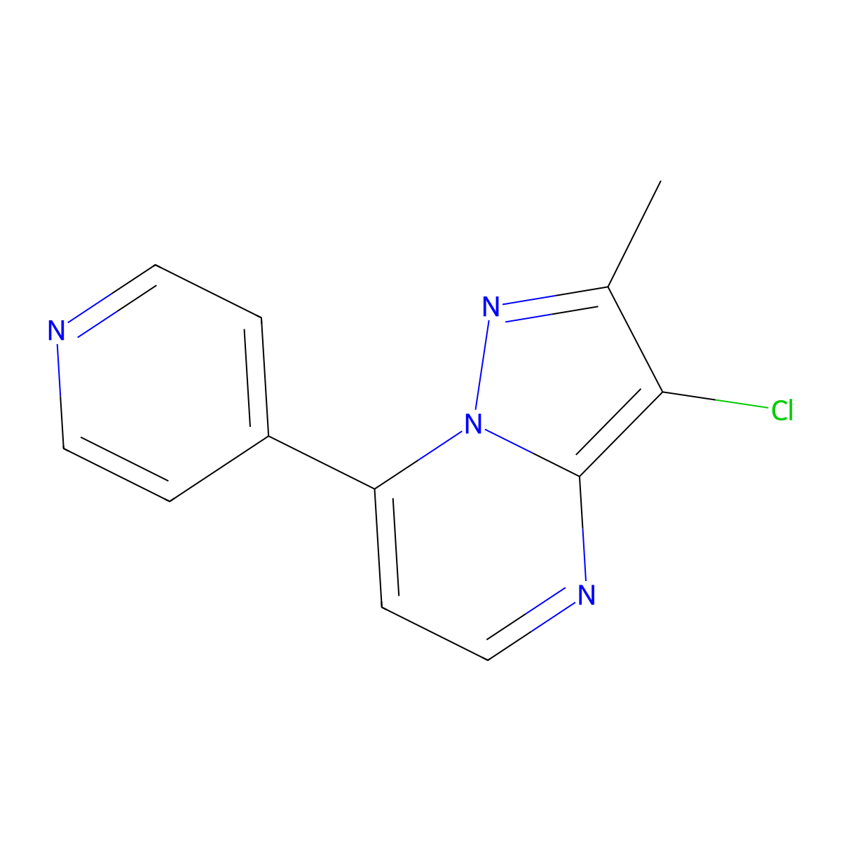 3-Chloro-2-methyl-7-(4-pyridinyl)pyrazolo[1,5-a]pyrimidine molecular structure, CAS 439097-29-7