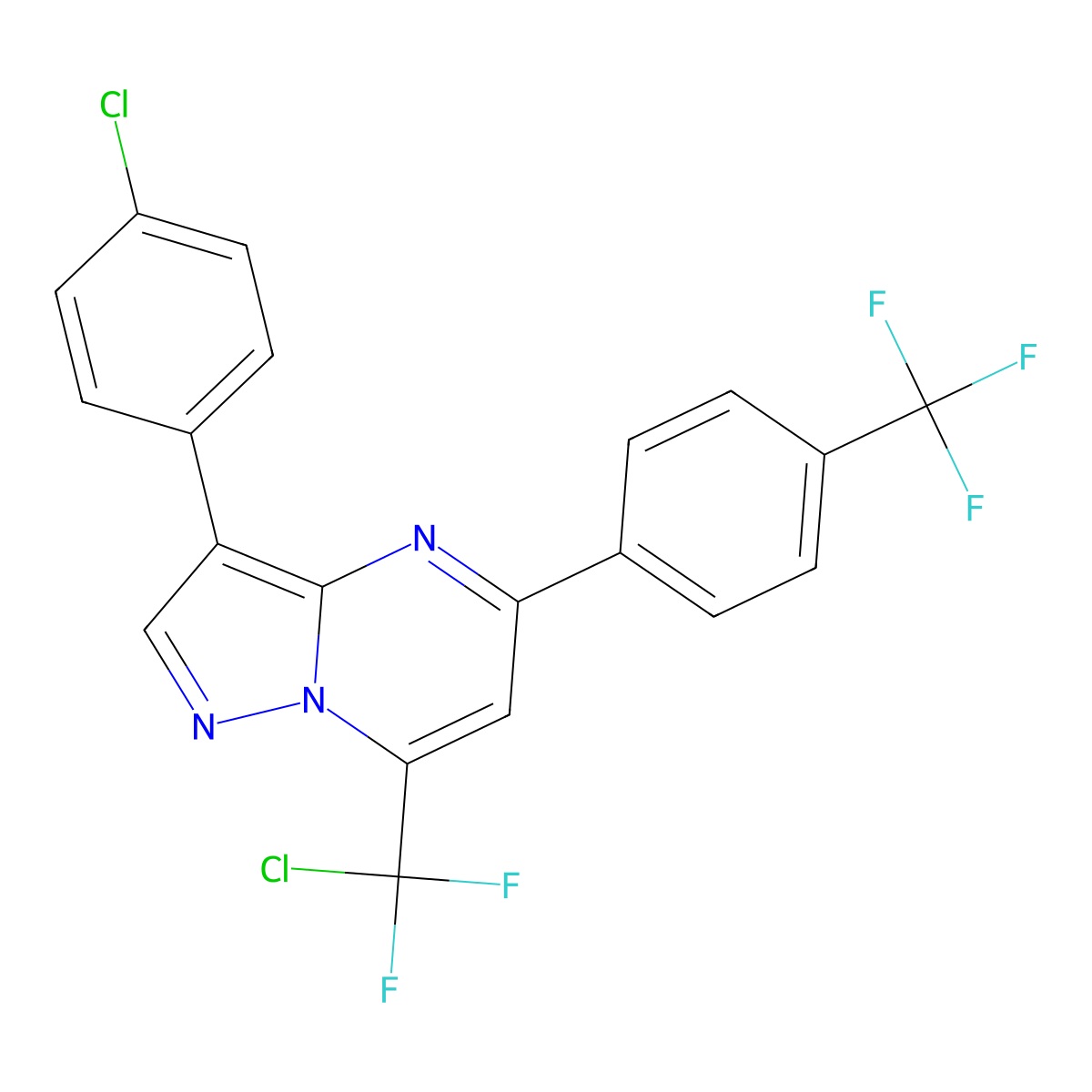 7-[Chloro(difluoro)methyl]-3-(4-chlorophenyl)-5-[4-(trifluoromethyl)phenyl]pyrazolo[1,5-a]pyrimidine molecular structure, CAS 439097-30-0