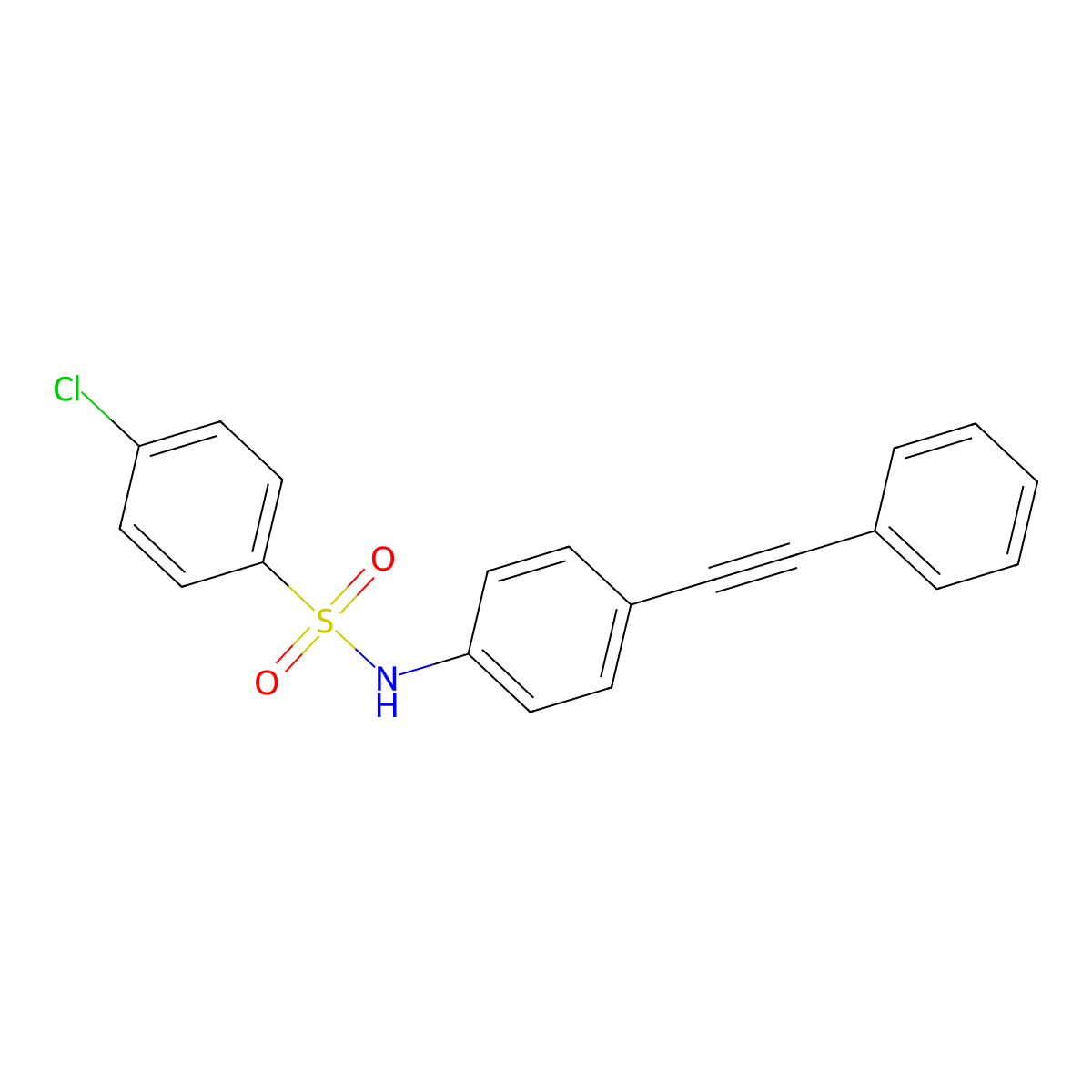 4-chloro-N-[4-(2-phenylethynyl)phenyl]benzenesulfonamide molecular structure, CAS 439097-31-1