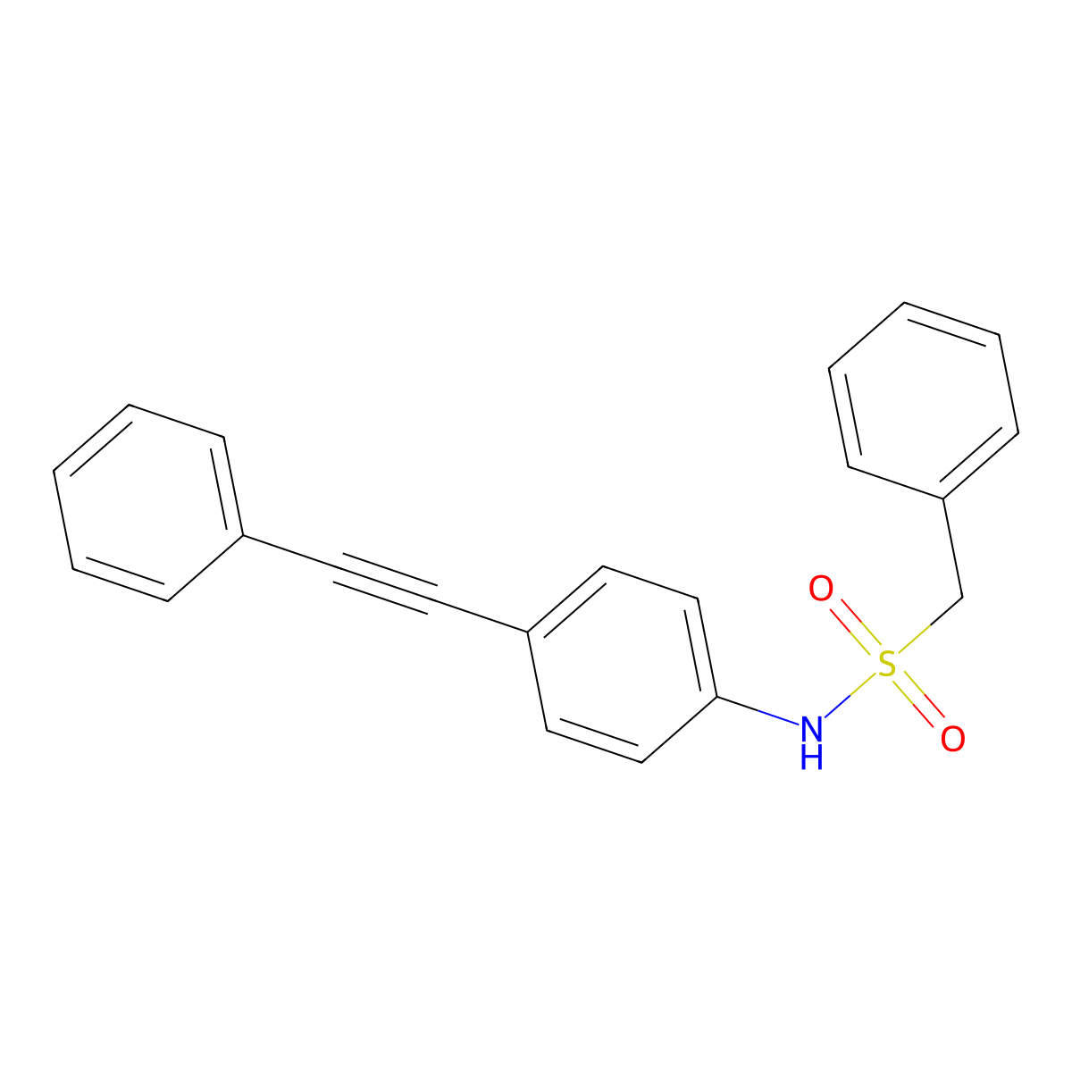 phenyl-N-[4-(2-phenylethynyl)phenyl]methanesulfonamide molecular structure, CAS 439097-35-5