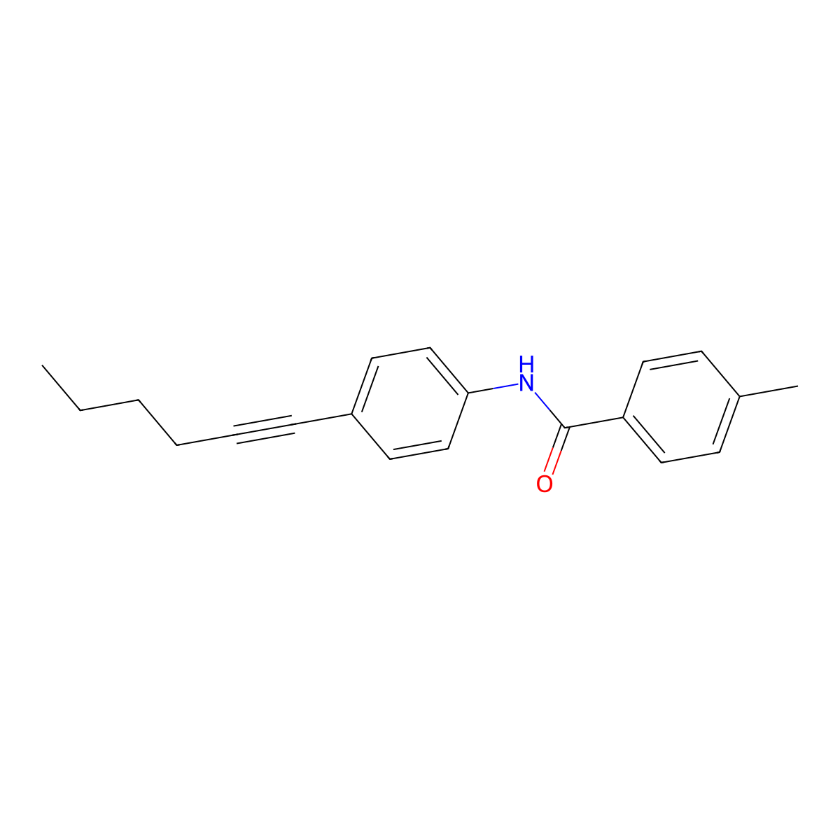 N-[4-(1-hexynyl)phenyl]-4-methylbenzenecarboxamide molecular structure, CAS 439097-36-6
