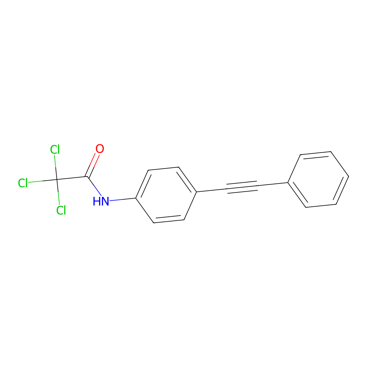 2,2,2-trichloro-N-[4-(2-phenylethynyl)phenyl]acetamide molecular structure, CAS 439097-38-8