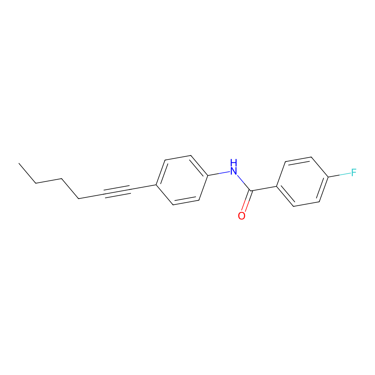 4-fluoro-N-[4-(1-hexynyl)phenyl]benzenecarboxamide molecular structure, CAS 439097-39-9