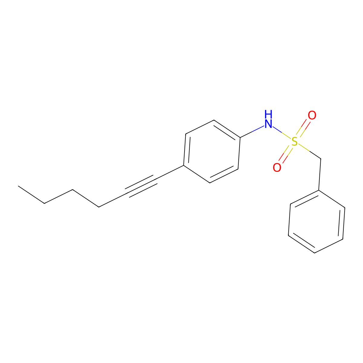 N-[4-(1-hexynyl)phenyl](phenyl)methanesulfonamide molecular structure, CAS 439097-41-3