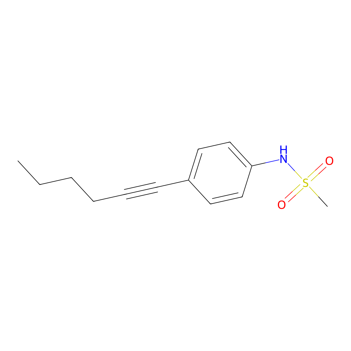 N-(4-hex-1-ynylphenyl)methanesulfonamide molecular structure, CAS 439097-42-4