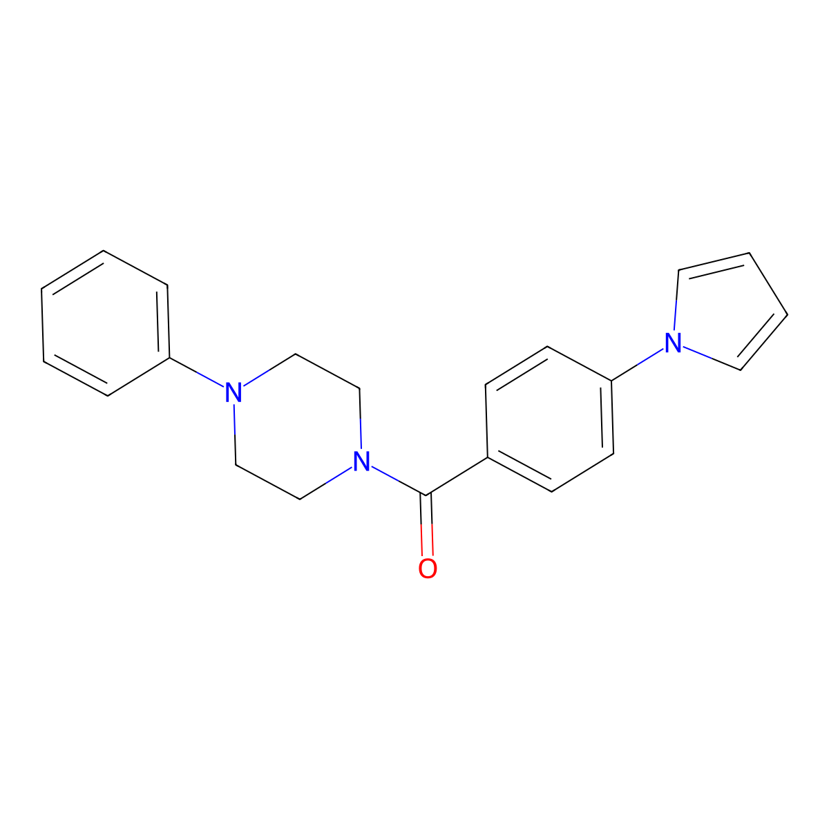 (4-Phenylpiperazin-1-yl)-(4-pyrrol-1-ylphenyl)methanone molecular structure, CAS 439097-45-7