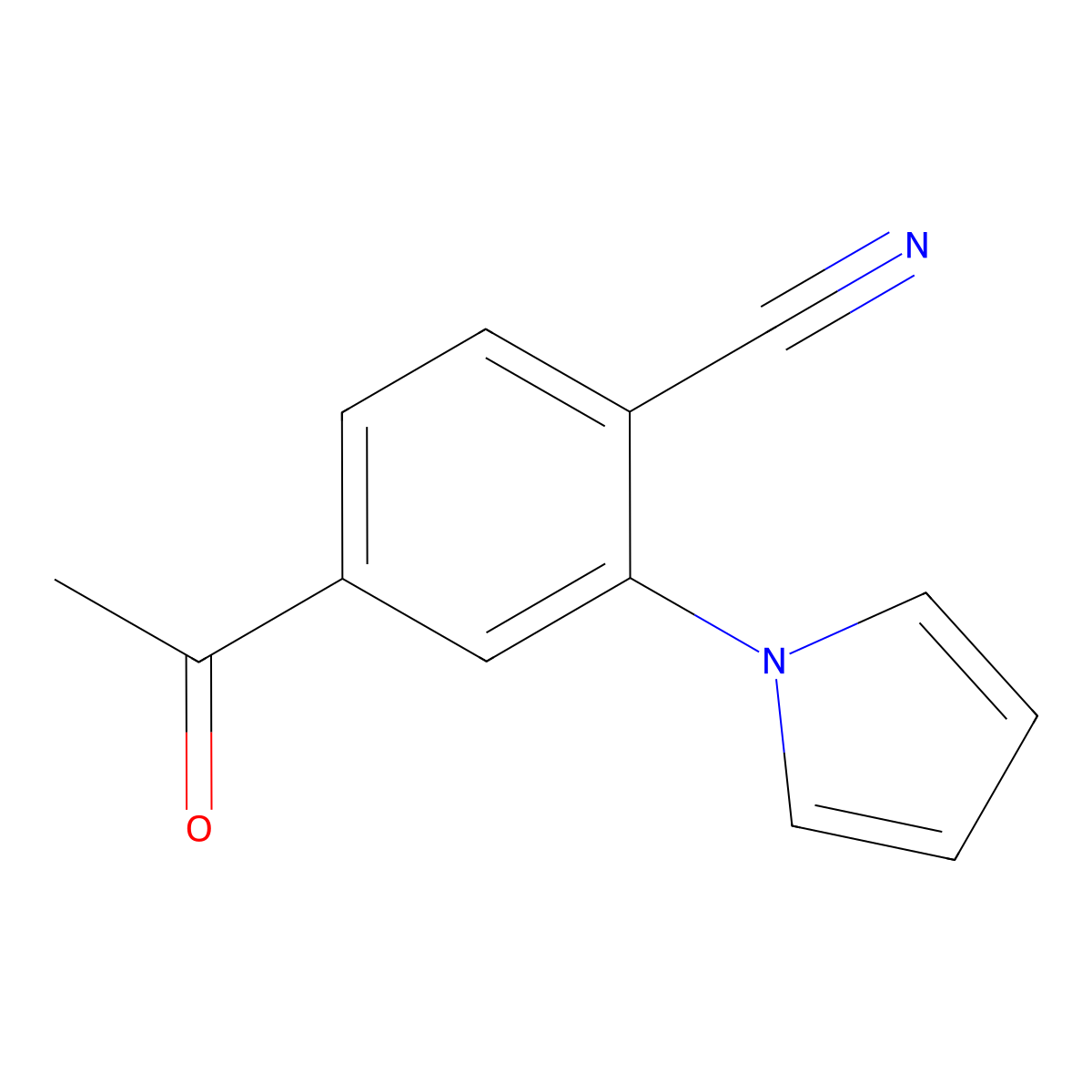 4-acetyl-2-(1H-pyrrol-1-yl)benzenecarbonitrile molecular structure, CAS 439097-49-1