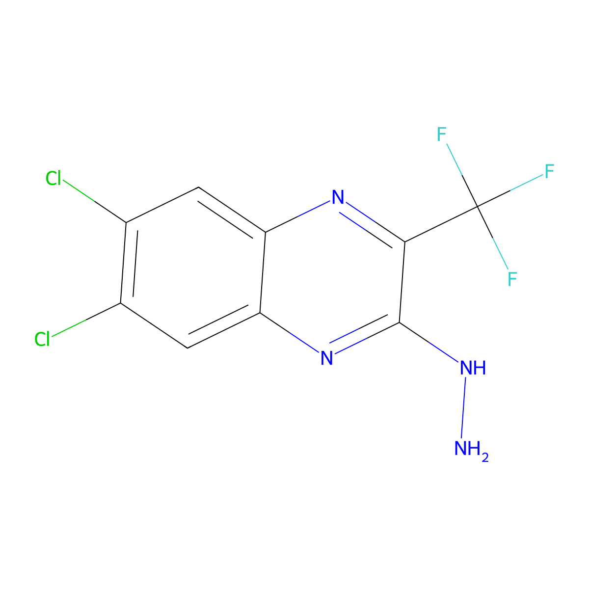 6,7-Dichloro-2-hydrazino-3-(trifluoromethyl)quinoxaline molecular structure, CAS 439097-53-7
