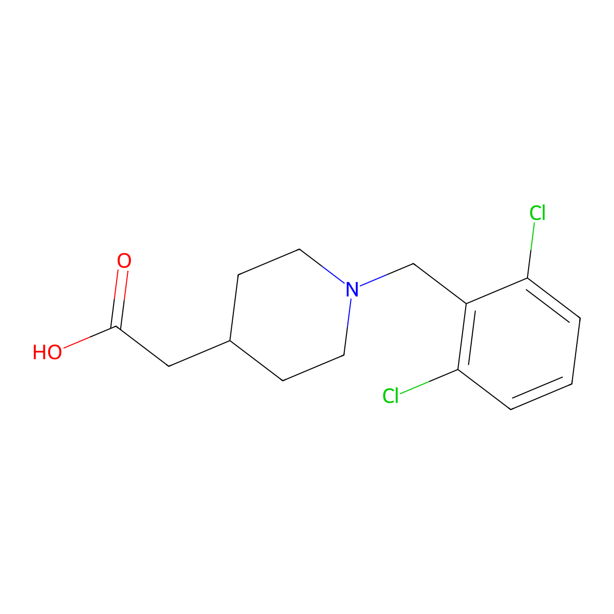 2-[1-(2,6-Dichlorobenzyl)-4-piperidinyl]acetic acid molecular structure, CAS 439097-56-0