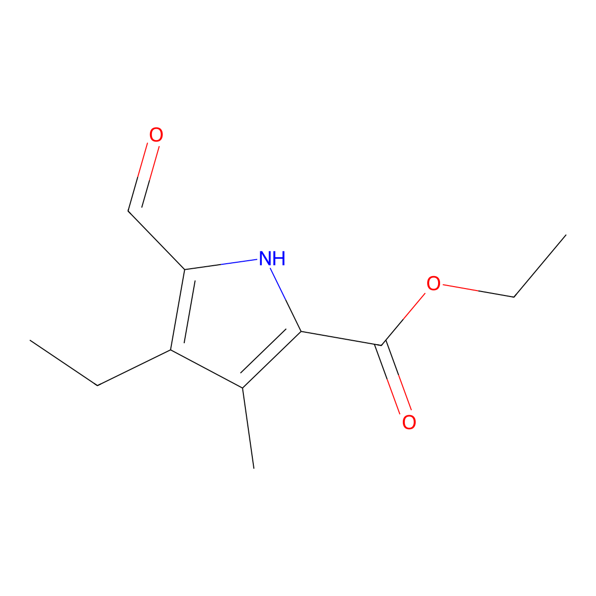 ethyl 4-ethyl-5-formyl-3-methyl-1H-pyrrole-2-carboxylate molecular structure, CAS 4391-87-1