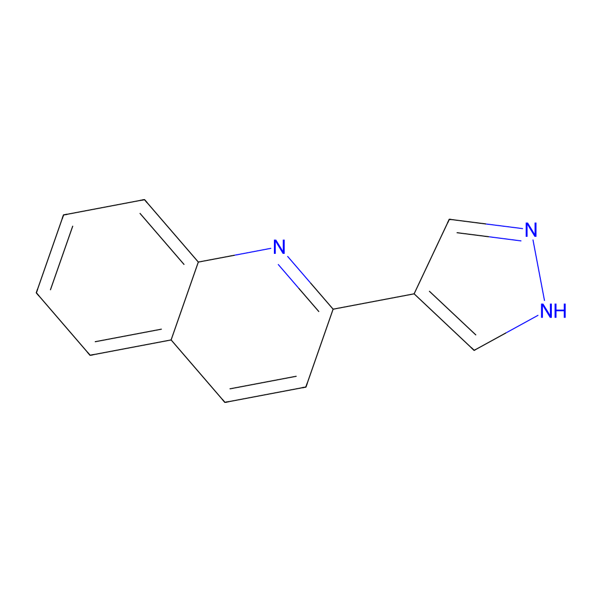 2-(1H-pyrazol-4-yl)quinoline molecular structure, CAS 439106-87-3