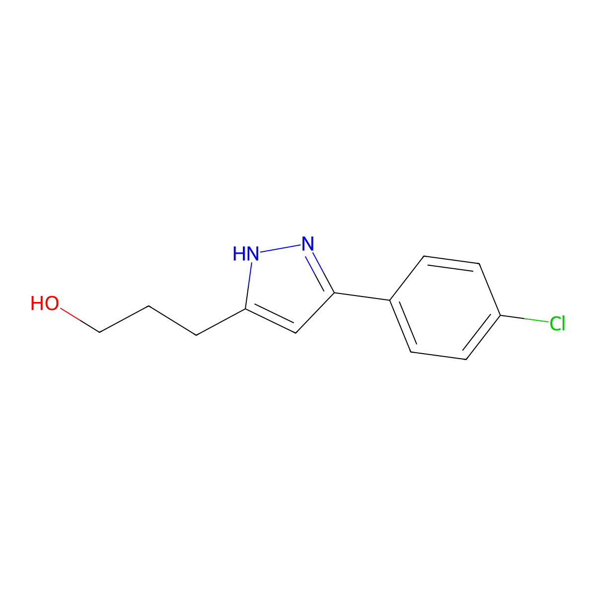3-[3-(4-chlorophenyl)-1H-pyrazol-5-yl]propan-1-ol molecular structure, CAS 439106-94-2