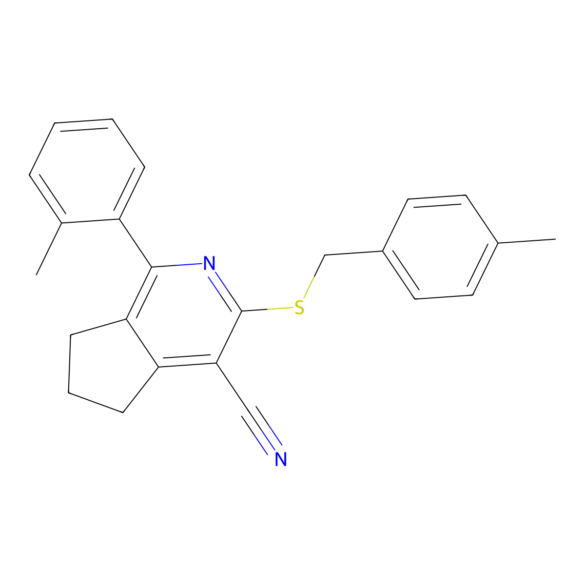 3-[(4-methylbenzyl)sulfanyl]-1-(2-methylphenyl)-6,7-dihydro-5H-cyclopenta[c]pyridine-4-carbonitrile molecular structure, CAS 439107-25-2