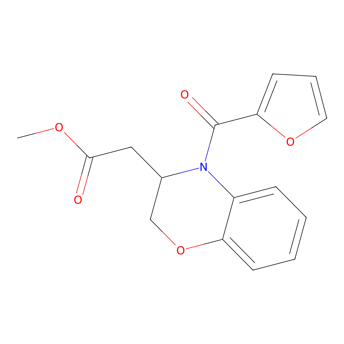 methyl 2-[4-(2-furylcarbonyl)-3,4-dihydro-2H-1,4-benzoxazin-3-yl]acetate molecular structure, CAS 439107-26-3