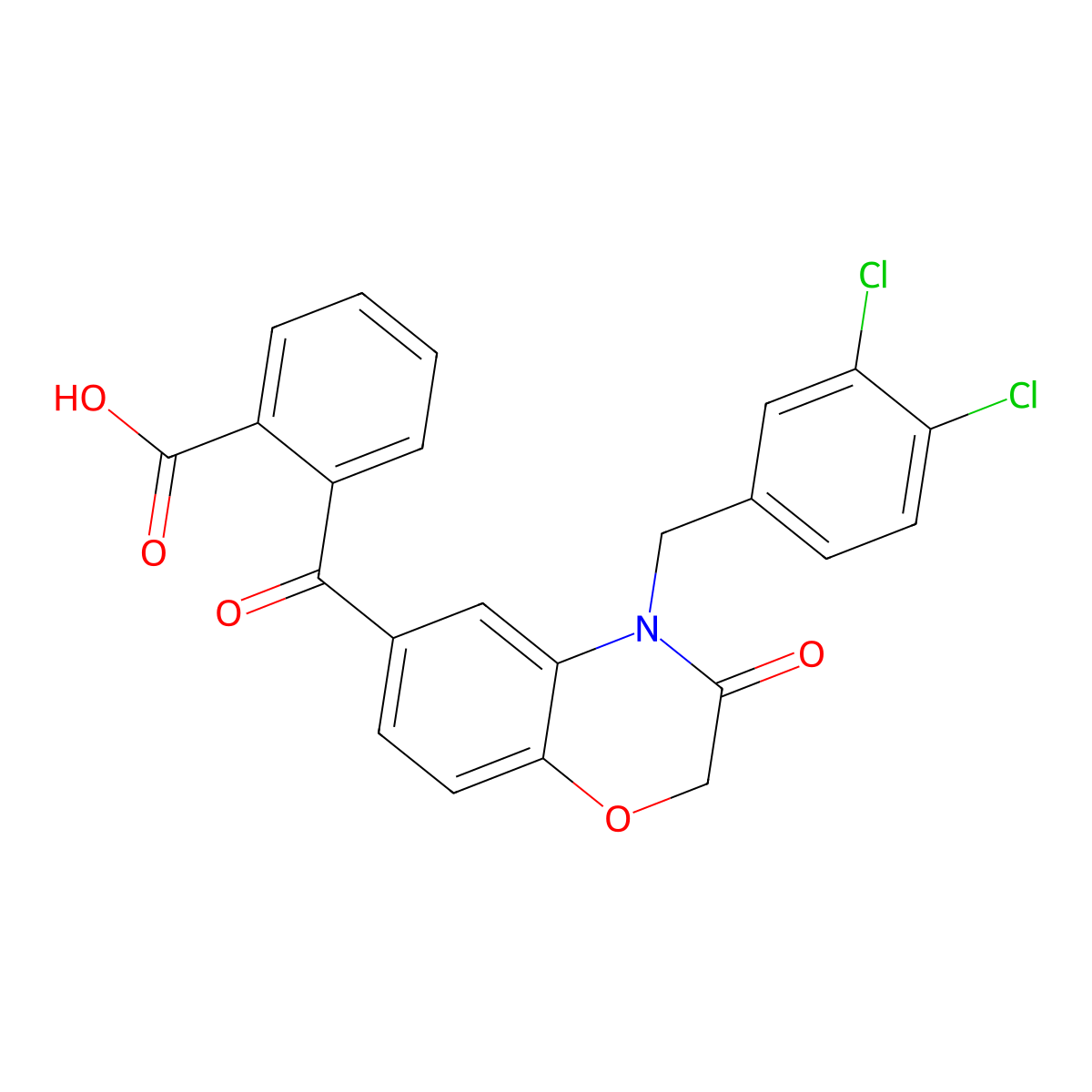 2-{[4-(3,4-dichlorobenzyl)-3-oxo-3,4-dihydro-2H-1,4-benzoxazin-6-yl]carbonyl}benzenecarboxylic acid molecular structure, CAS 439107-29-6