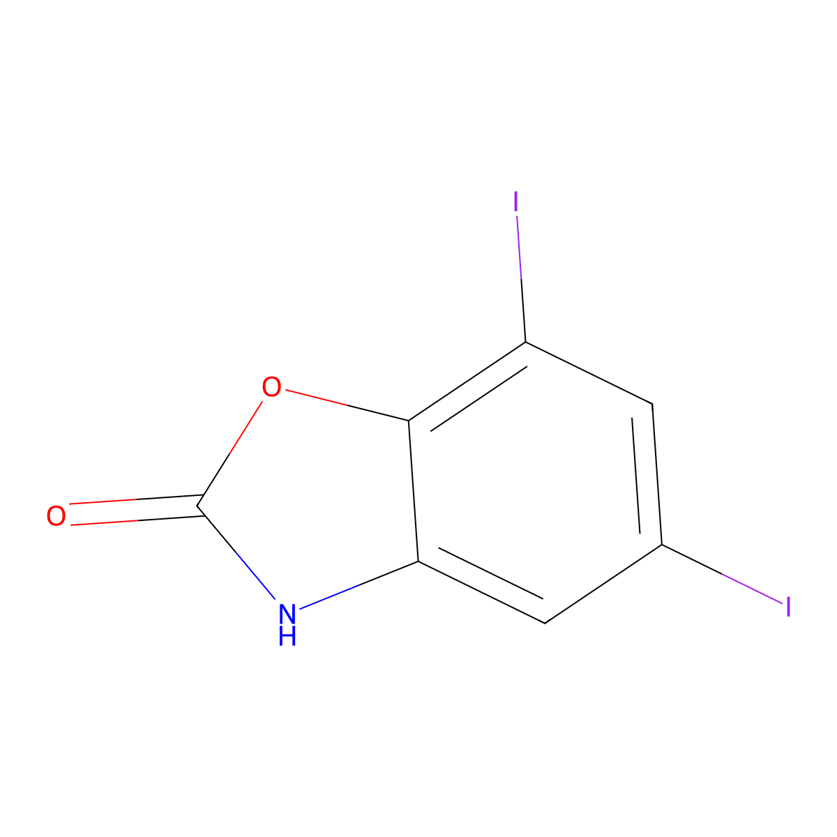 5,7-diiodo-3H-1,3-benzoxazol-2-one molecular structure, CAS 439107-30-9