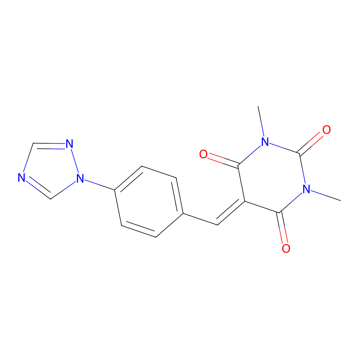 1,3-dimethyl-5-{[4-(1H-1,2,4-triazol-1-yl)phenyl]methylene}-2,4,6(1H,3H,5H)-pyrimidinetrione molecular structure, CAS 439107-33-2