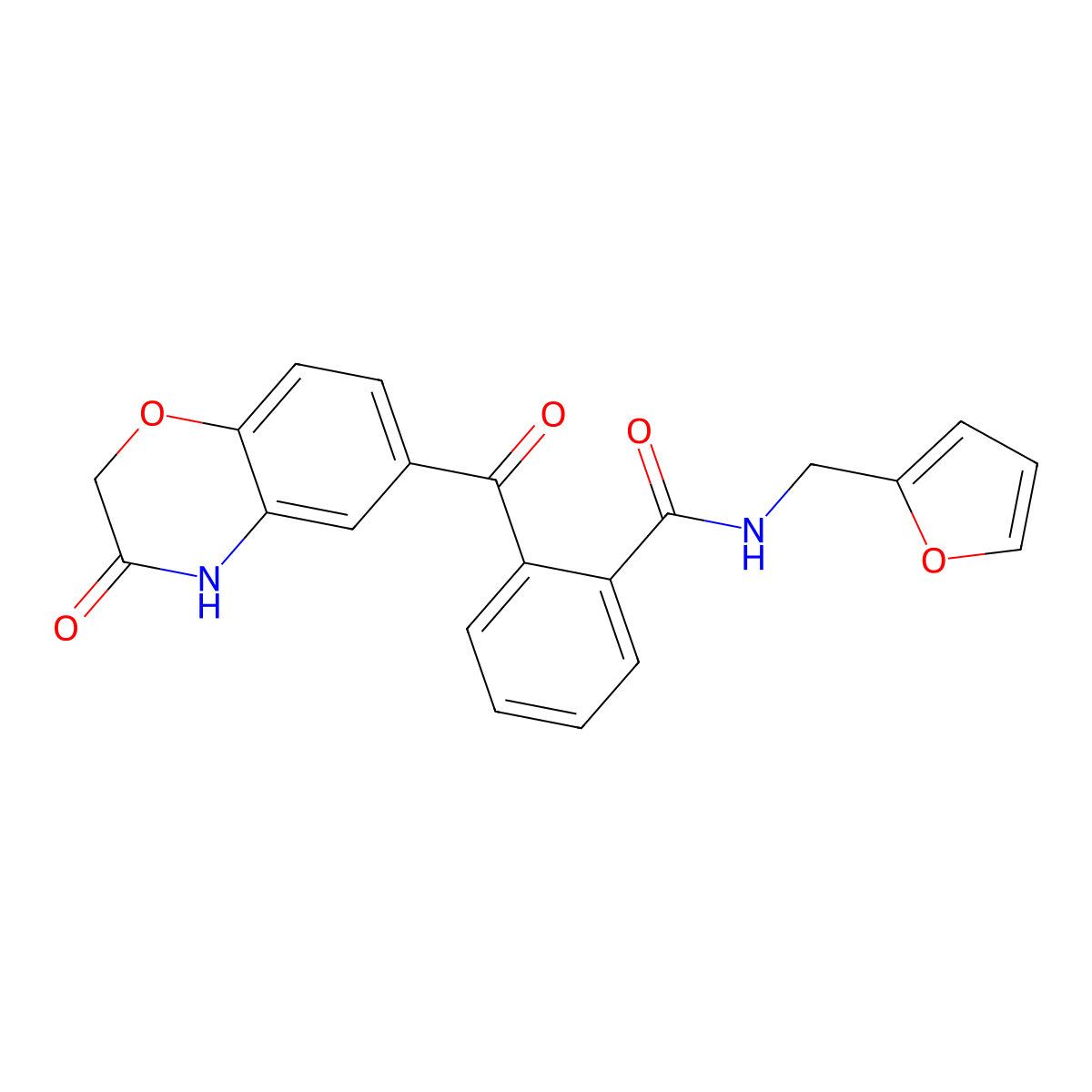 N-(2-furylmethyl)-2-[(3-oxo-3,4-dihydro-2H-1,4-benzoxazin-6-yl)carbonyl]benzenecarboxamide molecular structure, CAS 439107-34-3