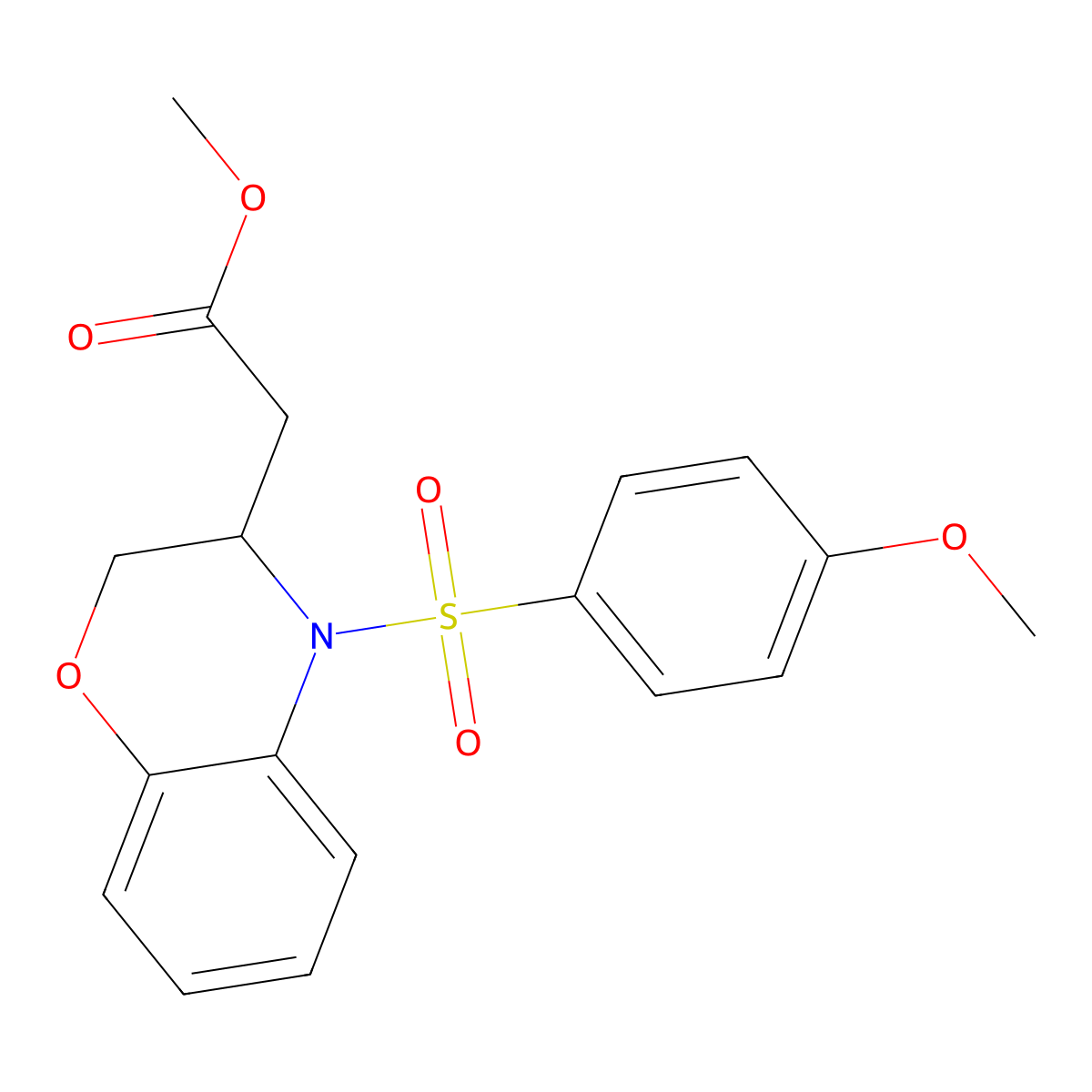 methyl 2-{4-[(4-methoxyphenyl)sulfonyl]-3,4-dihydro-2H-1,4-benzoxazin-3-yl}acetate molecular structure, CAS 439107-36-5