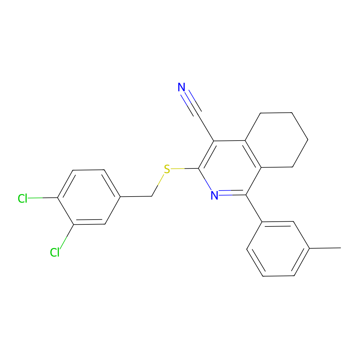 3-[(3,4-Dichlorobenzyl)sulfanyl]-1-(3-methylphenyl)-5,6,7,8-tetrahydro-4-isoquinolinecarbonitrile molecular structure, CAS 439107-40-1