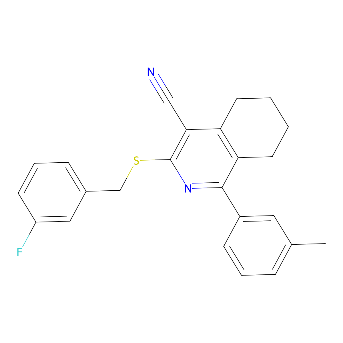 3-[(3-Fluorobenzyl)sulfanyl]-1-(3-methylphenyl)-5,6,7,8-tetrahydro-4-isoquinolinecarbonitrile molecular structure, CAS 439107-42-3