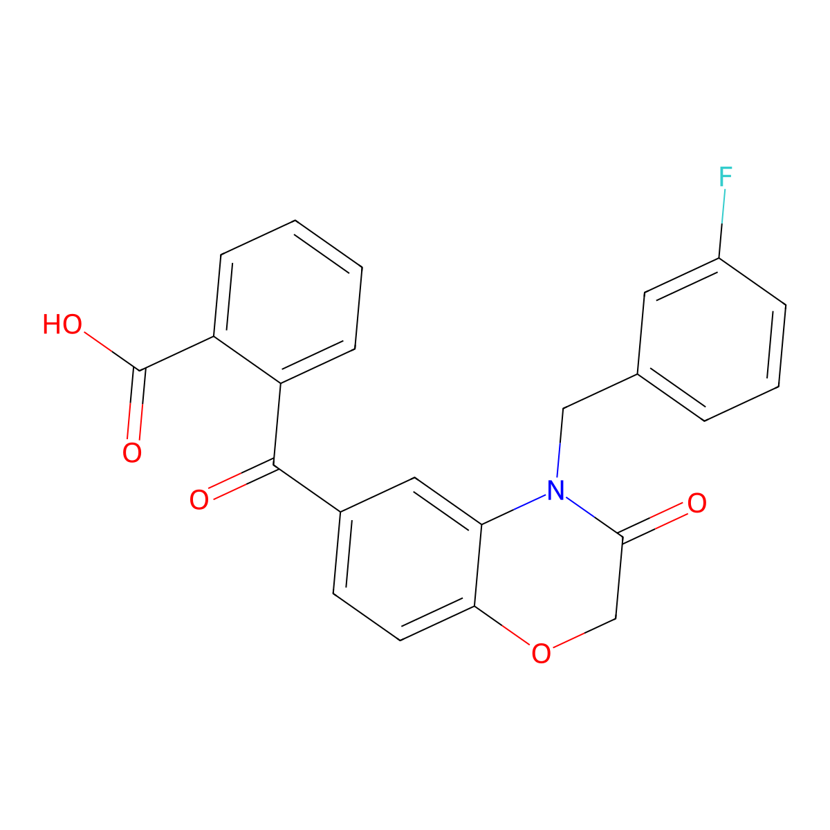 2-{[4-(3-fluorobenzyl)-3-oxo-3,4-dihydro-2H-1,4-benzoxazin-6-yl]carbonyl}benzenecarboxylic acid molecular structure, CAS 439107-43-4