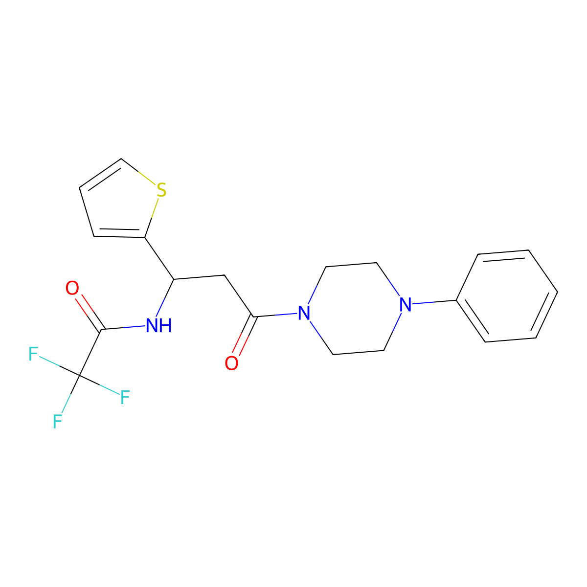 2,2,2-trifluoro-N-[3-oxo-3-(4-phenylpiperazino)-1-(2-thienyl)propyl]acetamide molecular structure, CAS 439107-49-0