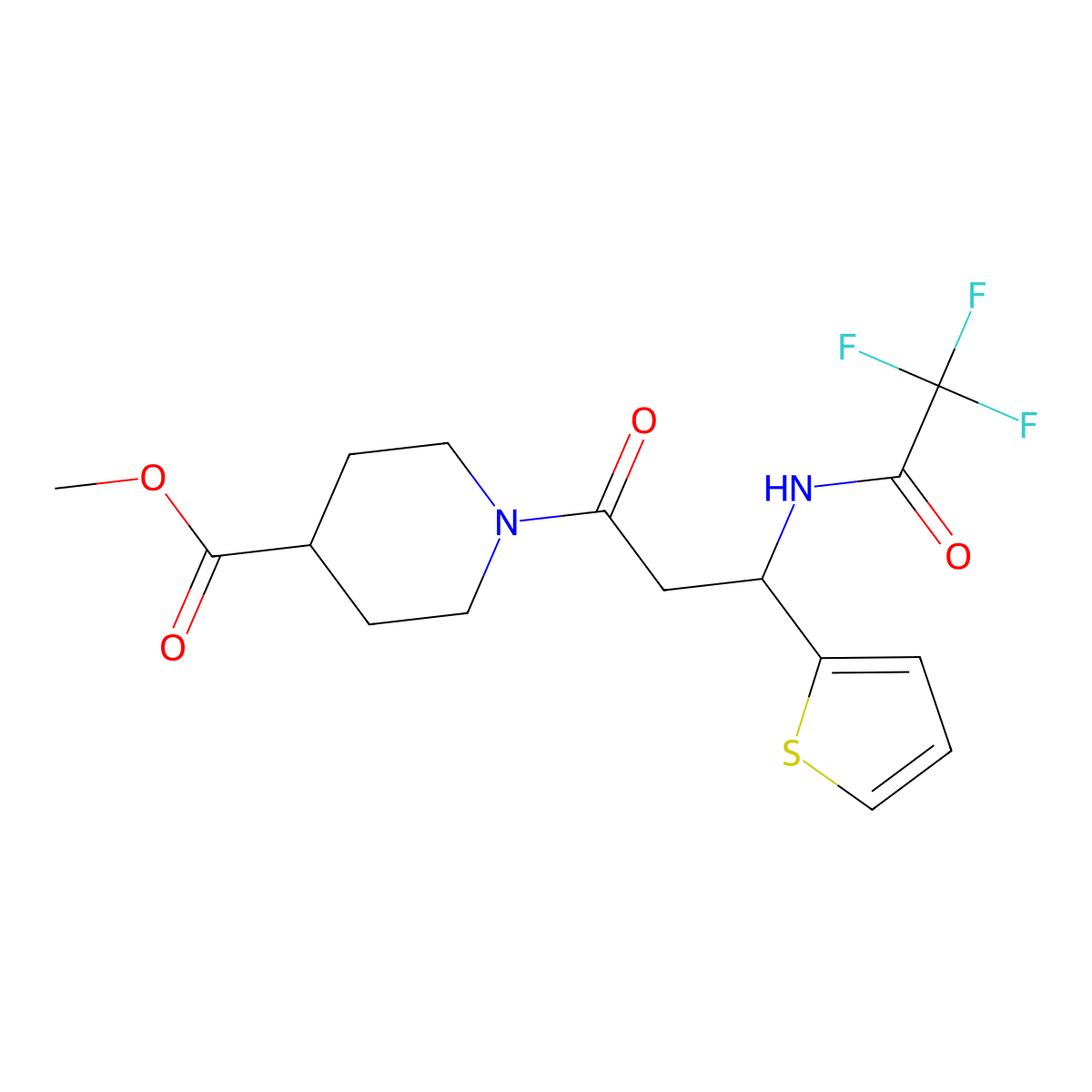 Methyl 1-{3-(2-thienyl)-3-[(2,2,2-trifluoroacetyl)amino]propanoyl}-4-piperidinecarboxylate molecular structure, CAS 439107-50-3