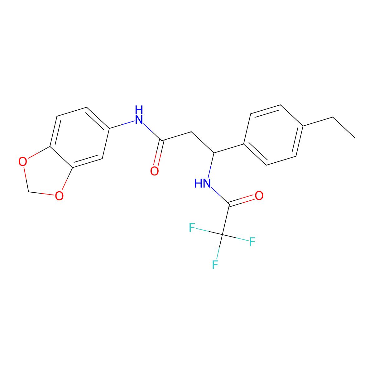 N-(1,3-benzodioxol-5-yl)-3-(4-ethylphenyl)-3-[(2,2,2-trifluoroacetyl)amino]propanamide molecular structure, CAS 439107-54-7