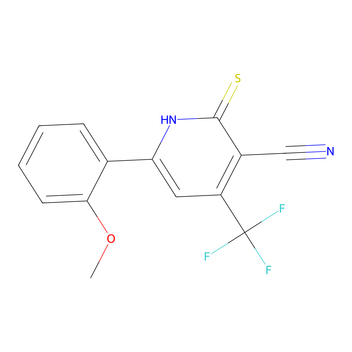 6-(2-Methoxyphenyl)-2-thioxo-4-(trifluoromethyl)-1,2-dihydro-3-pyridinecarbonitrile molecular structure, CAS 439107-58-1