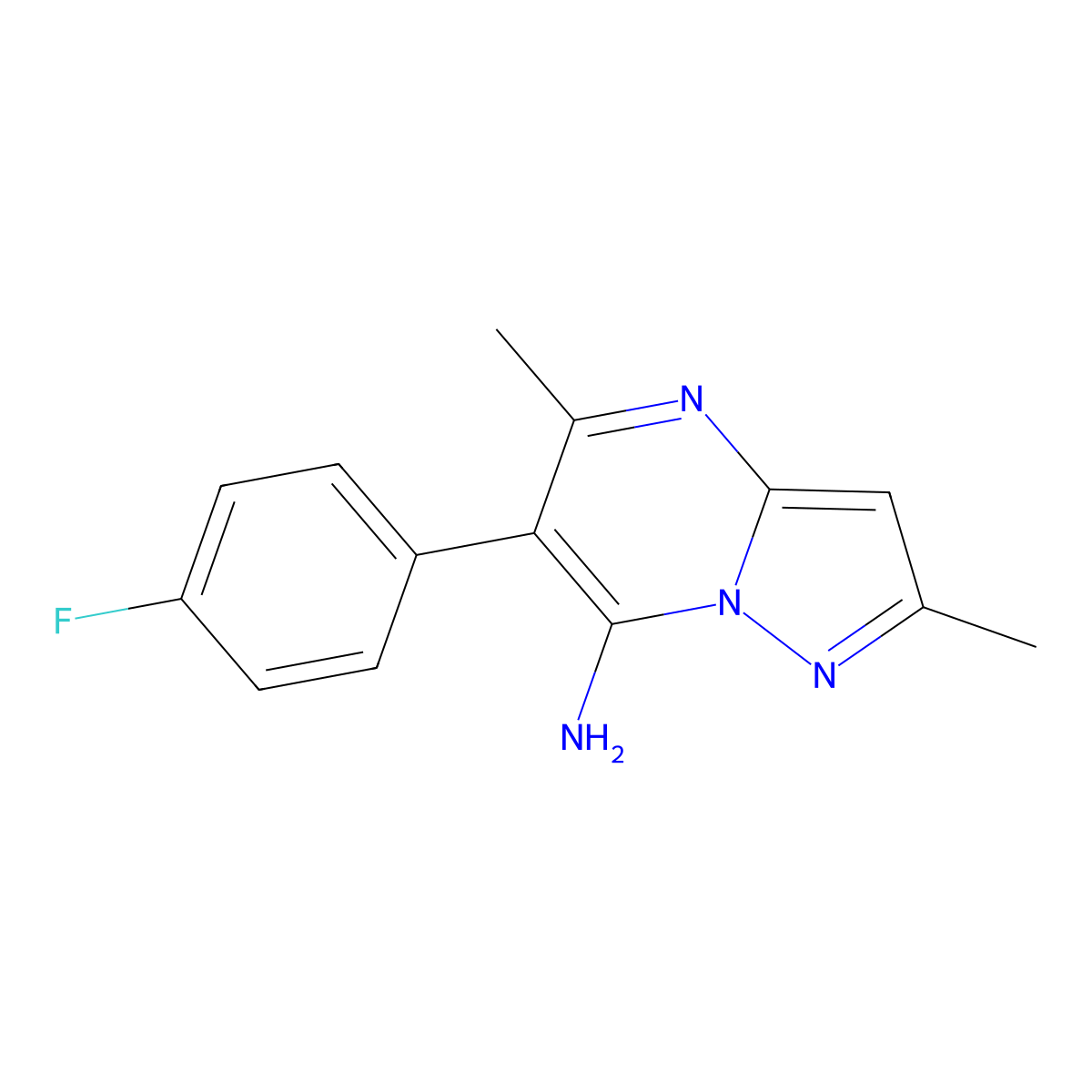 6-(4-Fluorophenyl)-2,5-dimethylpyrazolo[1,5-a]pyrimidin-7-amine molecular structure, CAS 439107-62-7