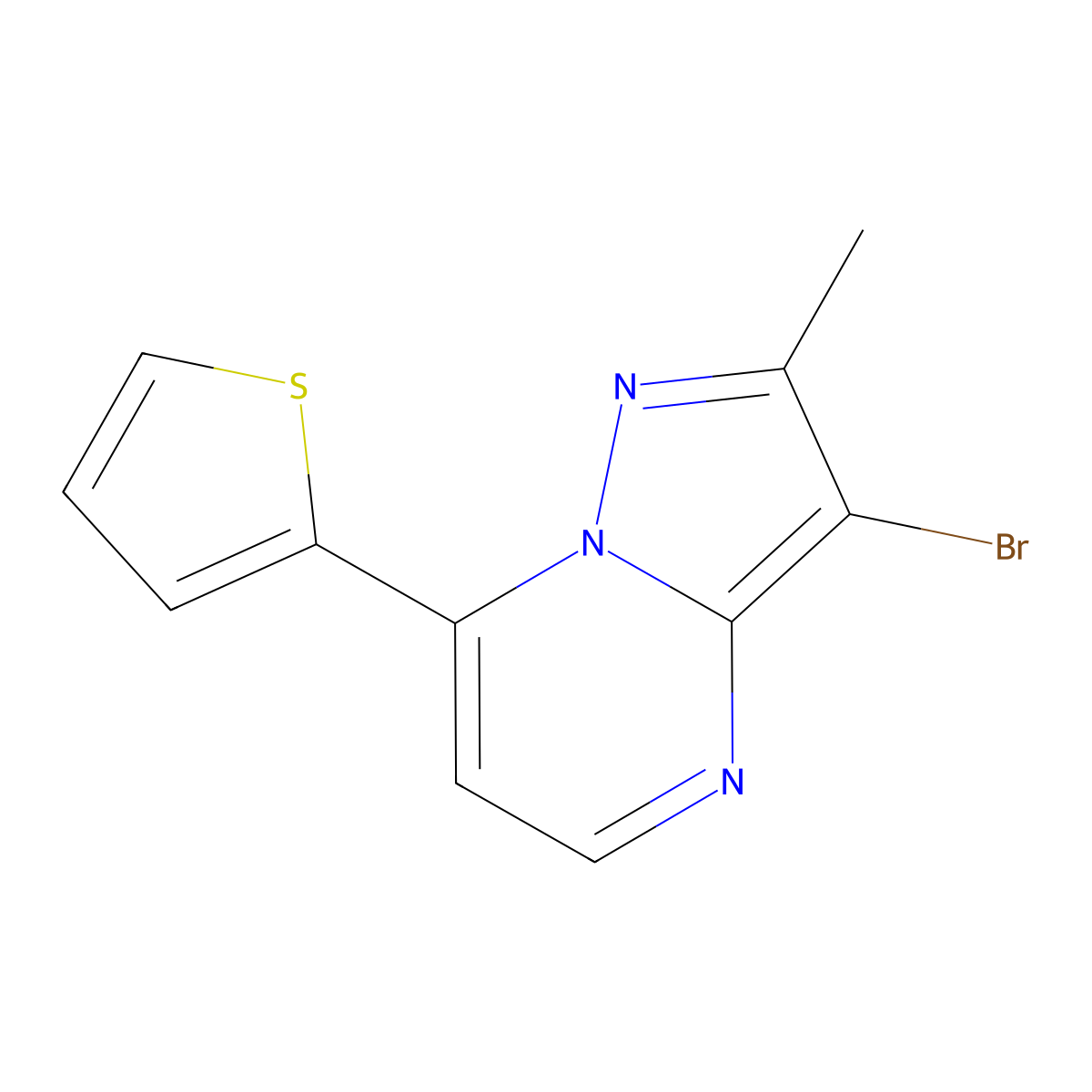 3-Bromo-2-methyl-7-(2-thienyl)pyrazolo[1,5-a]pyrimidine molecular structure, CAS 439107-63-8