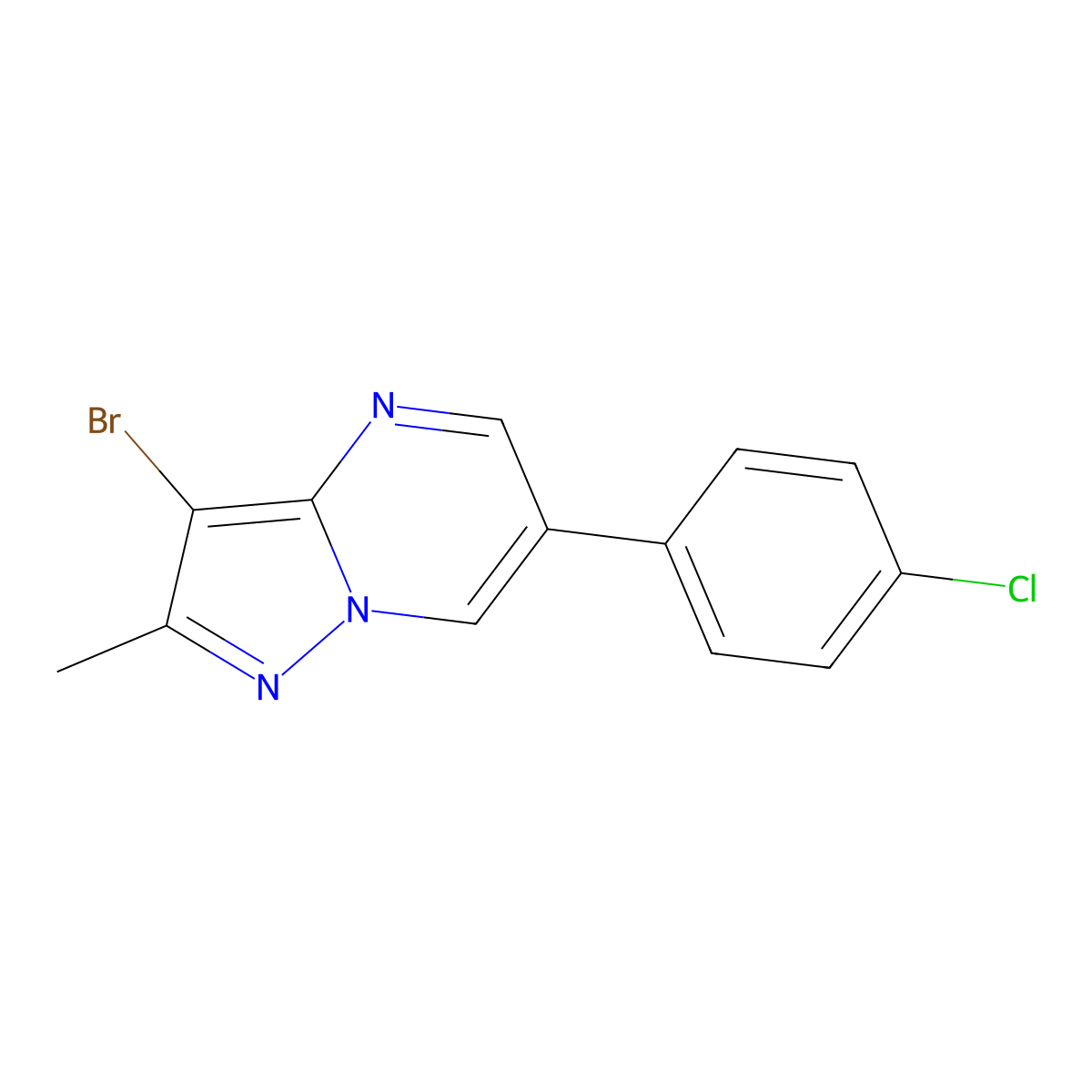 3-Bromo-6-(4-chlorophenyl)-2-methylpyrazolo[1,5-a]pyrimidine molecular structure, CAS 439107-65-0