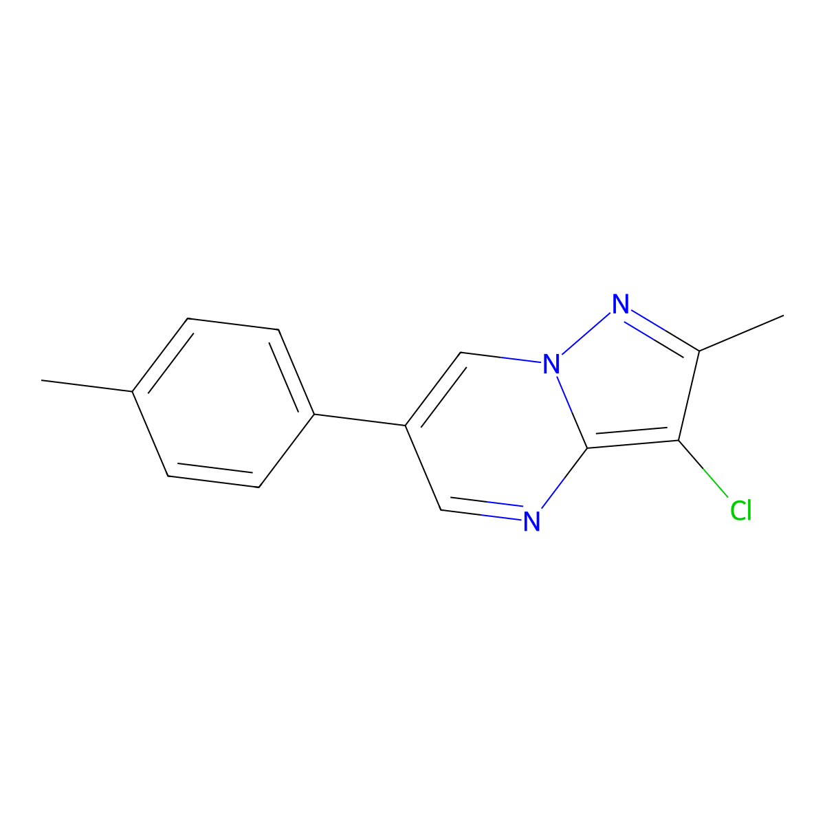 3-Chloro-2-methyl-6-(4-methylphenyl)pyrazolo[1,5-a]pyrimidine molecular structure, CAS 439107-68-3