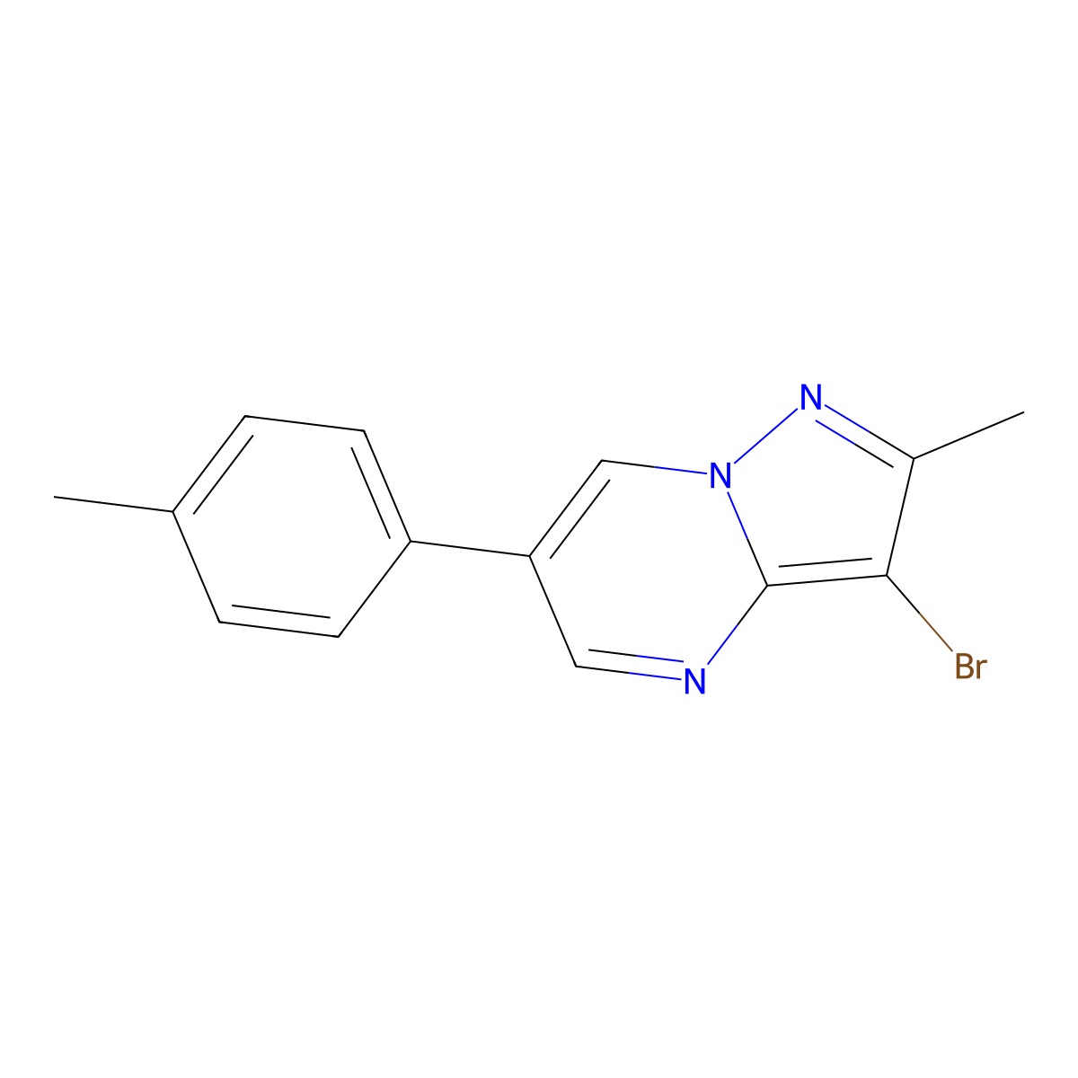 3-Bromo-2-methyl-6-(4-methylphenyl)pyrazolo[1,5-a]pyrimidine molecular structure, CAS 439107-69-4