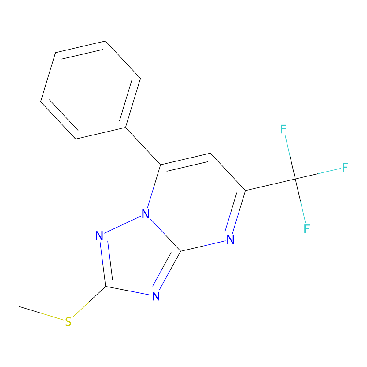 2-(Methylsulfanyl)-7-phenyl-5-(trifluoromethyl)[1,2,4]triazolo[1,5-a]pyrimidine molecular structure, CAS 439107-82-1