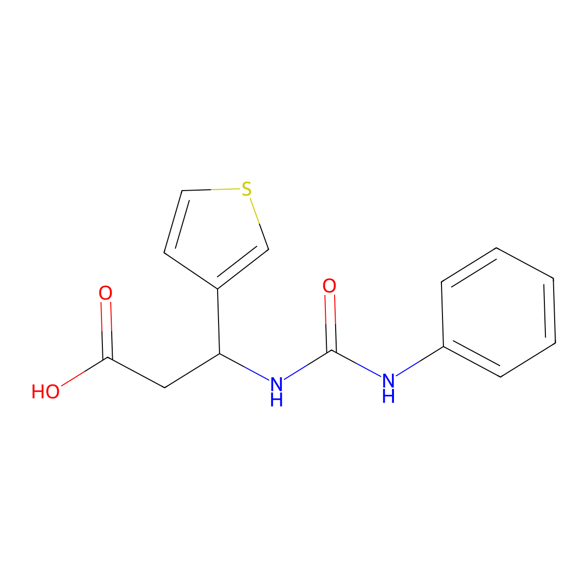 3-(3-Phenylureido)-3-(thiophen-3-yl)propanoic acid molecular structure, CAS 439107-86-5