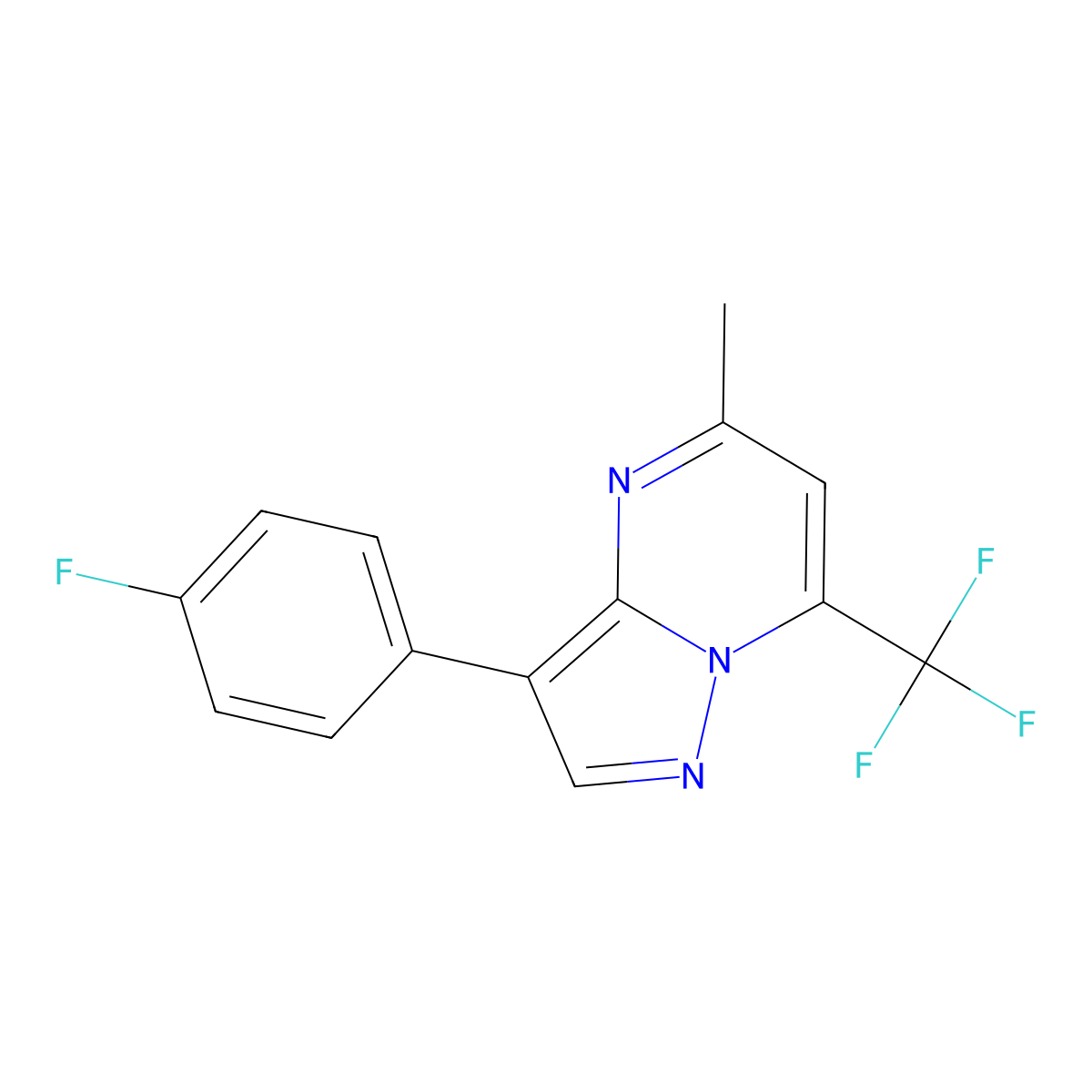 3-(4-Fluorophenyl)-5-methyl-7-(trifluoromethyl)pyrazolo[1,5-a]pyrimidine molecular structure, CAS 439107-88-7