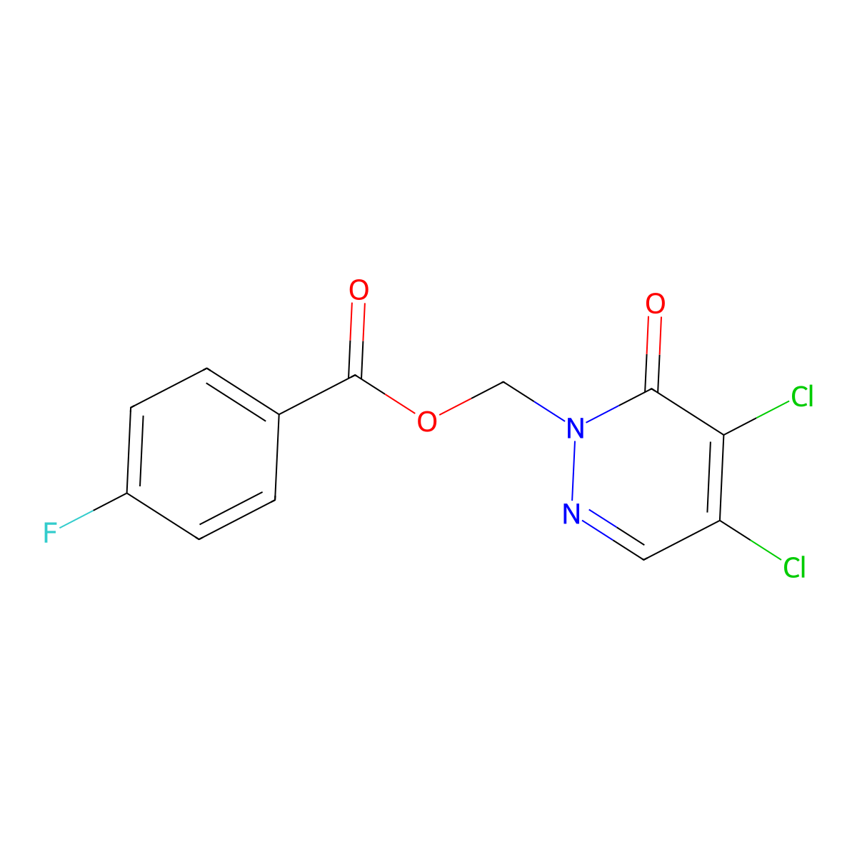 [4,5-dichloro-6-oxo-1(6H)-pyridazinyl]methyl 4-fluorobenzenecarboxylate molecular structure, CAS 439107-89-8