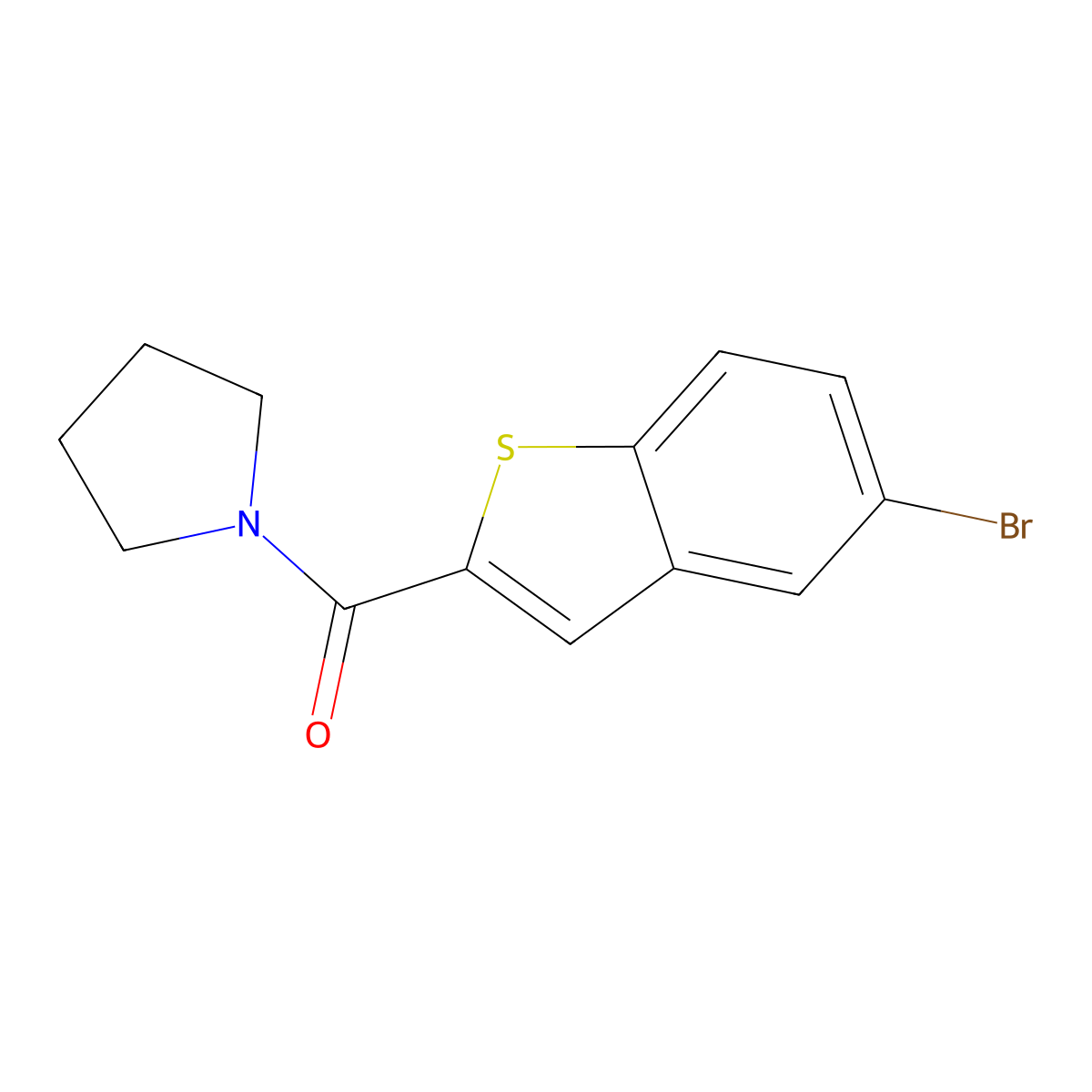 (5-Bromo-1-benzothiophen-2-yl)(1-pyrrolidinyl)methanone molecular structure, CAS 439108-00-6