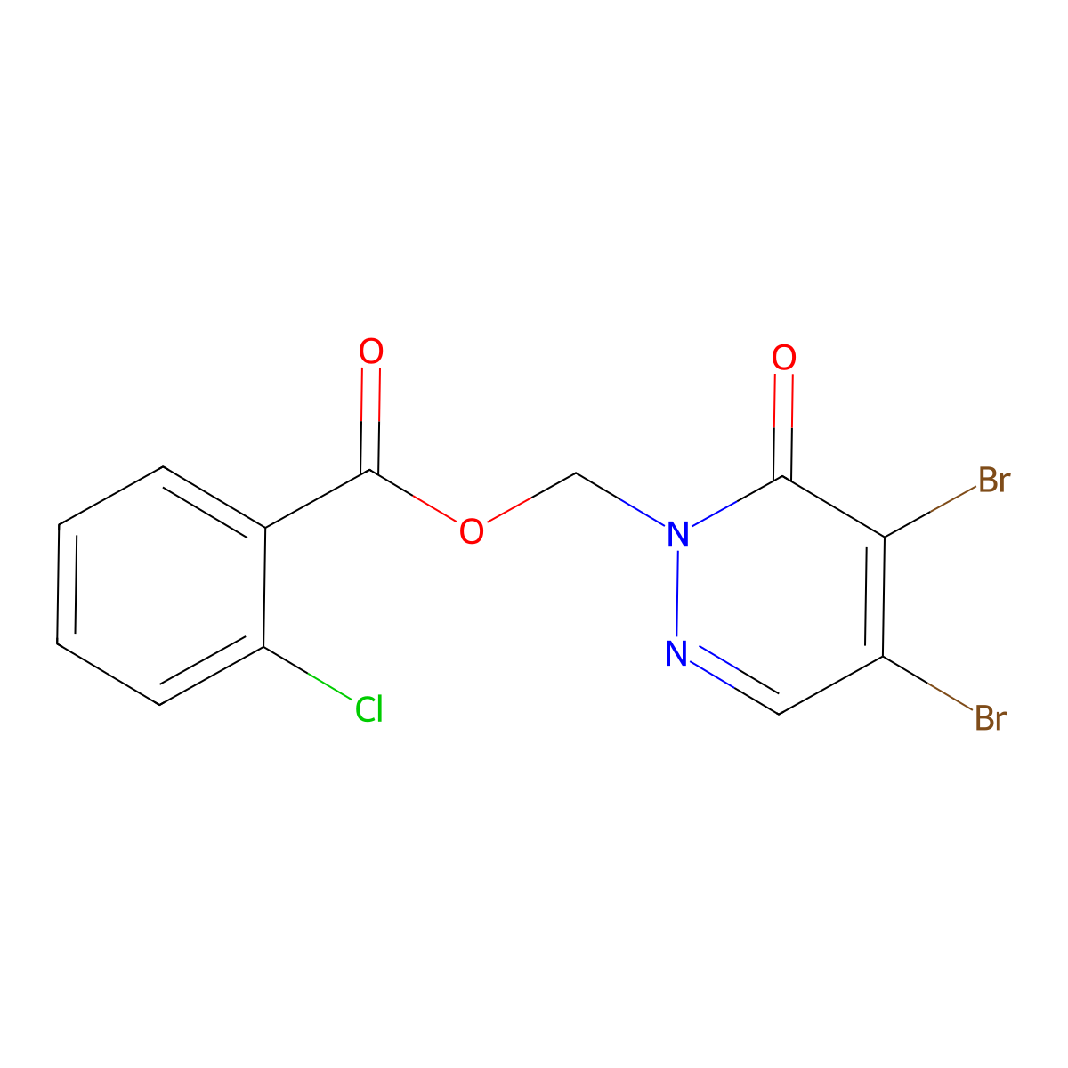 [4,5-dibromo-6-oxo-1(6H)-pyridazinyl]methyl 2-chlorobenzenecarboxylate molecular structure, CAS 439108-05-1