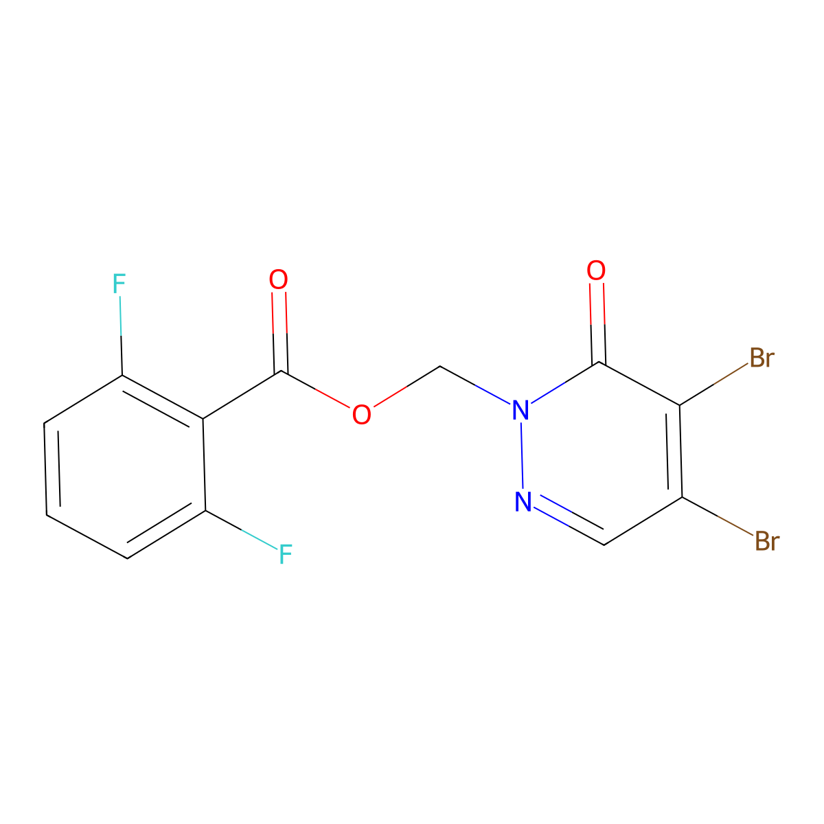 (4,5-Dibromo-6-oxopyridazin-1-yl)methyl 2,6-difluorobenzoate molecular structure, CAS 439108-08-4