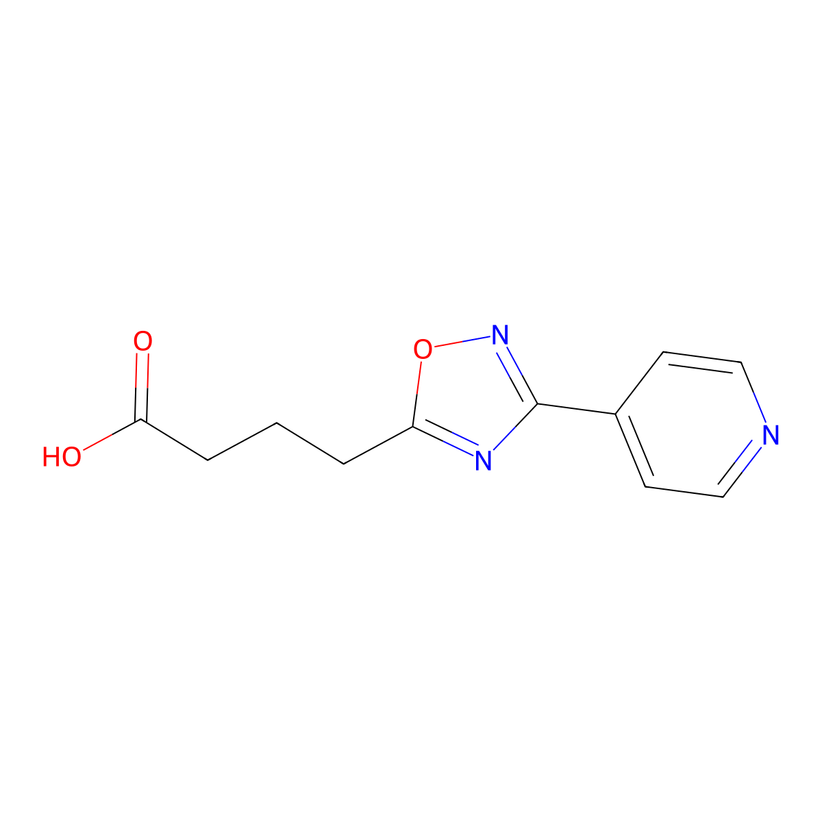 4-(3-(Pyridin-4-yl)-1,2,4-oxadiazol-5-yl)butanoic acid molecular structure, CAS 439108-10-8