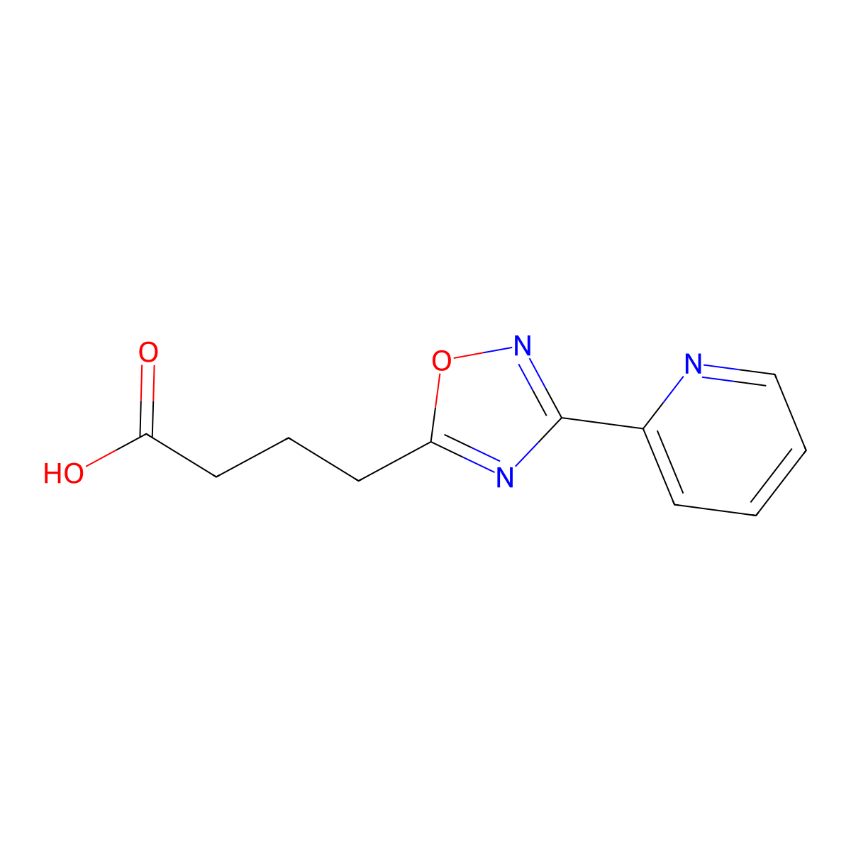 4-(3-Pyridin-2-yl-1,2,4-oxadiazol-5-yl)butanoic acid molecular structure, CAS 439108-12-0