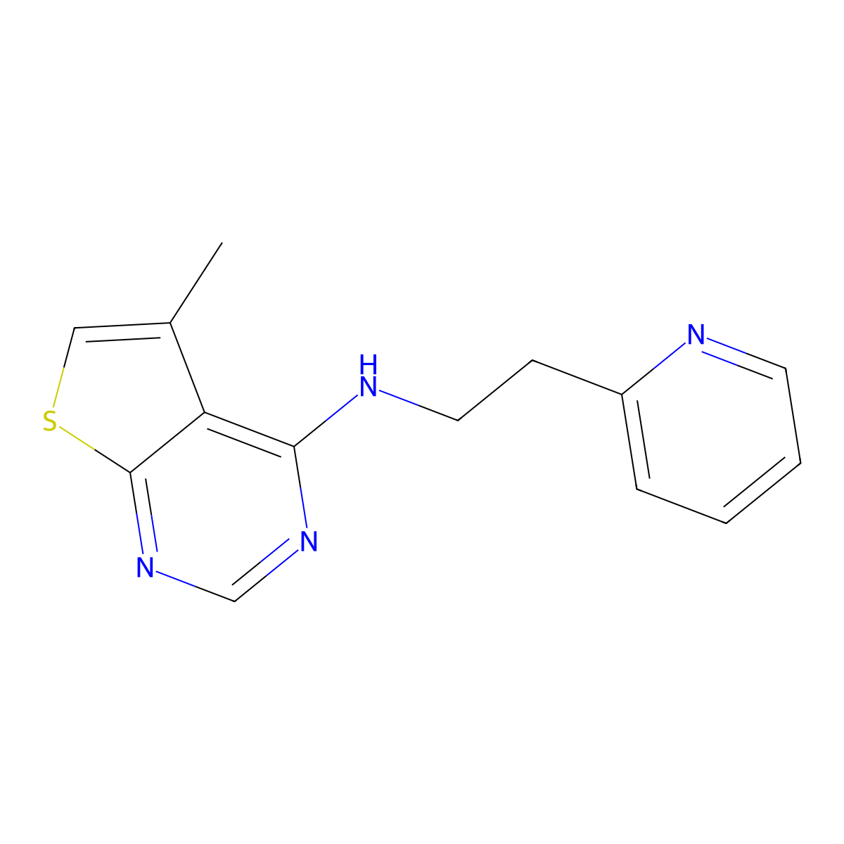 5-methyl-N-[2-(2-pyridinyl)ethyl]thieno[2,3-d]pyrimidin-4-amine molecular structure, CAS 439108-19-7