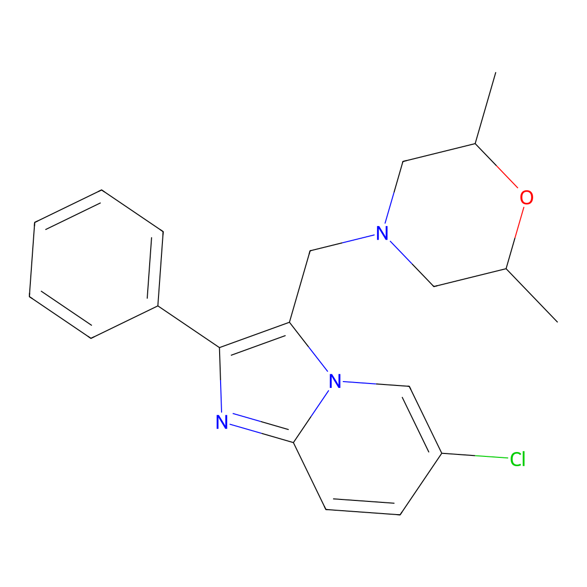 4-({6-Chloro-2-phenylimidazo[1,2-a]pyridin-3-yl}methyl)-2,6-dimethylmorpholine molecular structure, CAS 439108-21-1